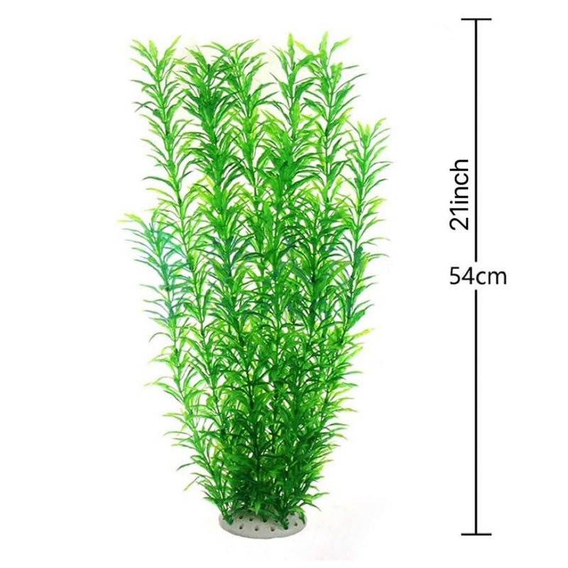 Norgail Large Aquarium Plants Artificial Plastic Fish Tank Plants Decoration Ornaments Safe for All Fish 21 Inches Tall (Green 1pcs) - Image 2